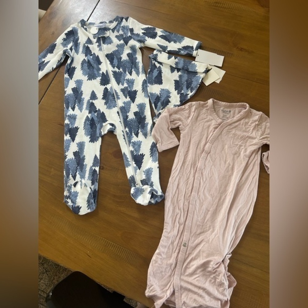 NWT Nordstrom brand Blue and White Onesies and Kyte BABY Soft Pink Baby Pajamas